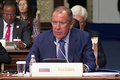 O ministro russo dos Negócios Estrangeiros de Rússia, Serguêi Lavrov na Conferência sobre a Interação e as Medidas de Confiança na Ásia (CICA). Foto: mid.ru