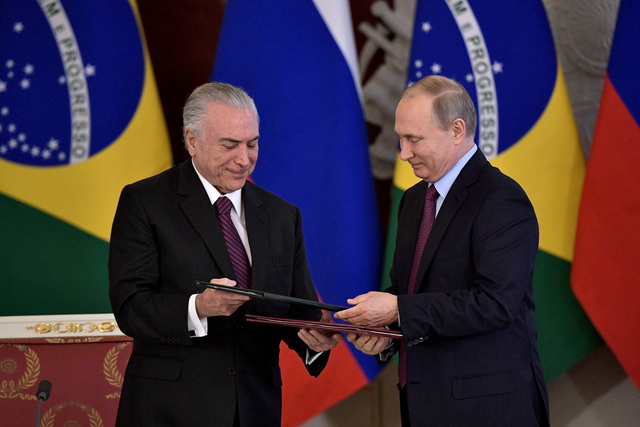 Ano de 2018 marcará 190 anos do estabelecimento relações diplomáticas entre Brasil e Rússia, enfatizou Pútin