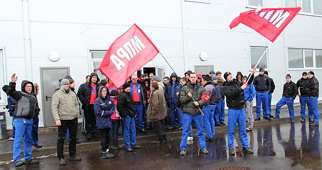 Streik beim Autozulieferer Benteler in Kaluga - zwei Tage später begannen die Verhandlungen. Foto: Pressebild