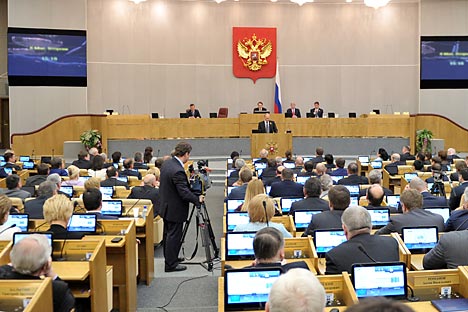 Der umstrittene Gesetzentwurf zu den Nicht-Regierungsorganisationen wurde schon in erster Lesung gebilligt. Foto: Aleksey Nikolskyi / RIA Novosti