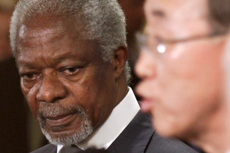 Kofi Annan und Ban Ki-moon. Foto: AP