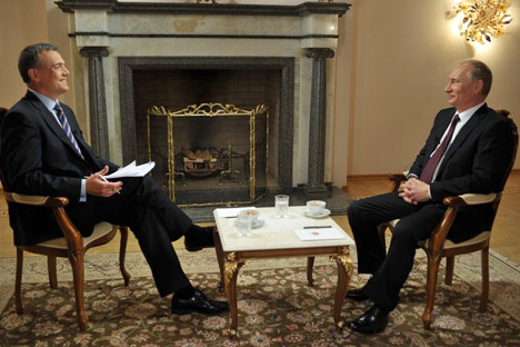 Wladimir Putin in seinem  ersten Interview nach dem Wahlsieg in März 2012.  Foto: kremlin.ru