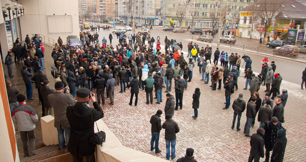  Kaluga, Winter 2012: Von den 300 000 Einwohnern gehen rund 300 auf die Straße, um für faire Wahlen zu demonstrieren. Foto: Kirill Salnikow, KALUGAFOTONET. 