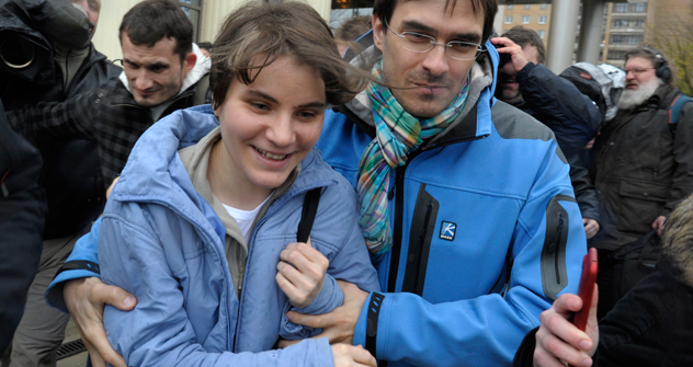 Die Pussy Riot Sängerin Jekaterina Samuzewitsch wurde am Mittwoch freigelassen. Foto: AP.  