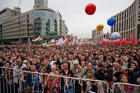 Am dritten Marsch der Millionen in Moskau nahmen 14 000 Menschen teil. Foto: Ruslan Sukhushin