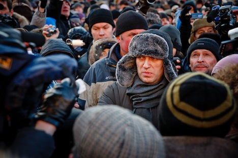 Russischer Blogger und Oppositionspolitiker Alexey Nawalny war unter der Teilnehmer der Oppositionskundgevbung "Marsch der Freiheit", die am 15. Dezember in Moskau stattfand. Foto: Ruslan Suchuschin. 