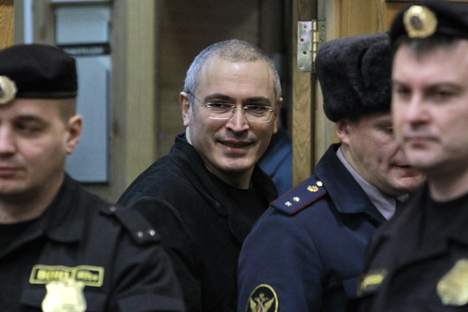 Der Ex-Chef des Ölkonzerns Yukos Michail Chodorkowski im Moskauer Chamowniki-Gericht. Foto: RIA Novosti