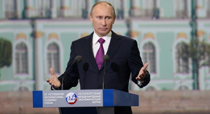 Der russische Präsident Wladimir Putin auf dem Internationalen Wirtschaftsforum in Sankt Petersburg. Foto: RIA Novosti