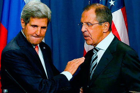 Der russische Außenminister Sergej Lawrow (rechts) bezeichnete das Ergebnis von Gespräch mit seinem US-amerikanischen Kollegen John Kerry (links) in Genf als „ausgezeichnet".  Foto: Reuters