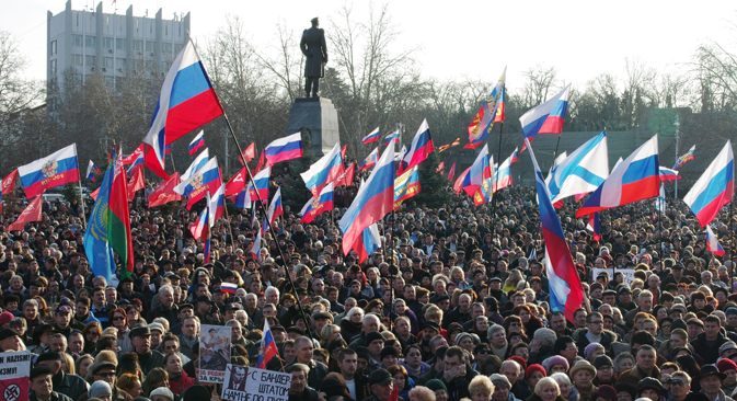 Die Protestaktion in Sewastopol gegen Majdan-Aktivisten. Foto: RIA-Novosti
