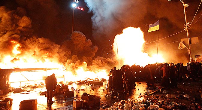 Am 18 Februar kam es zu gewaltigen Zusammenstoß im Zentrum von Kiew. Foto: Reuters