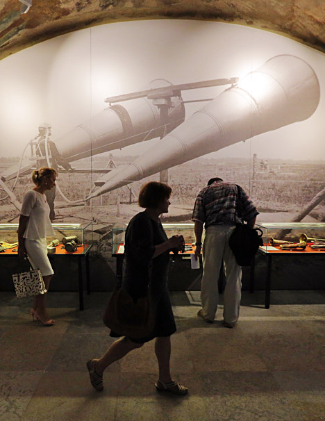 Das Museum zeigt Waffen und teilweise skurril anmutende militärische Alltagsgegenstände. Zum Beispiel Hunde und Pferde mit Gasmasken. Foto: ITAR-TASS