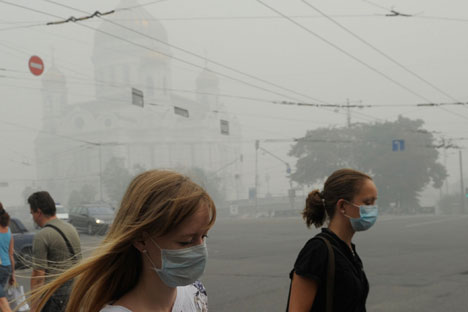 Die Moskauer haben im Sommer 2010 die heftigste Luftverschmutzung überlebt. Foto: Grigori Sysojew/RIA Novosti