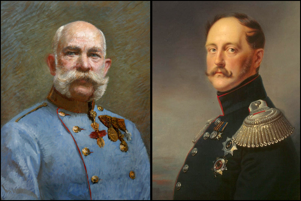 „Du Undankbarer“ schrieb Nikolaus I. (r.) einmal auf einem Porträt vom österreichischen Kaiser Franz Joseph I. (l). Die Politik seines Freundes hat ihn damals für immer enttäuscht. 