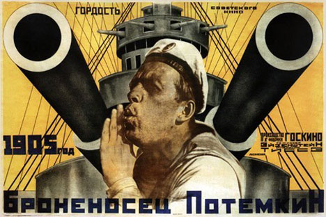 A poster for the Soviet legendary movie "Battleship Potemkin" by Sergei Eisenstein. Source: Press Photo