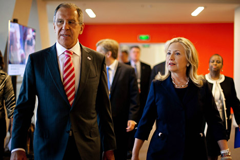 Russian Foreign Minister Sergey Lavrov and U.S. Secretary of State Hillary Clinton. Source: AP 