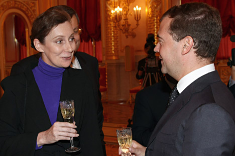 Pictured (L-R): Australian Ambassador in Russia Margaret Twomey and then-President Dmitry Medvedev discussing aspects of bilateral relation between Russia and Australia. Source: ITAR-TASS 