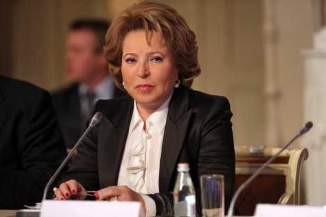 Over 40 percent of Russians believe that the chances of getting a promotion are roughly equal for men and women. Pictured: Federation Council Speaker Valentina Matviyenko.