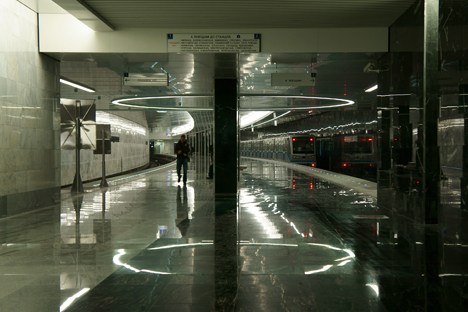 „Пјатницкое шосе“ е една од шестте станици во Москва со конкавна платформа. Извор: Дмитриј Бердасов.