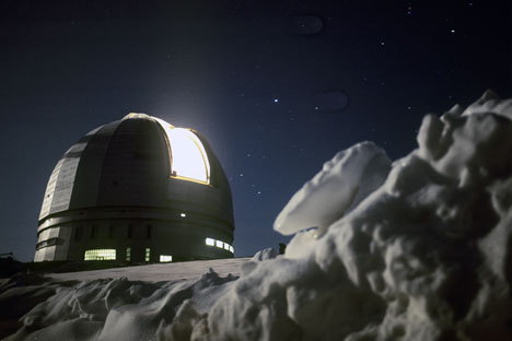 Grande Telescópio de Azimute, localizado a 17 quilômetros da aldeia, a uma altitude de 2.070 metros acima do nível do mar, é um dos maiores do mundo Foto: RIA Nóvosti