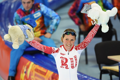 Olga Graf (Russia) after the women’s 5000m in speed skating at the XXII Olympic Winter Games in Sochi. Source: Vladimir Baranov / RIA Novosti