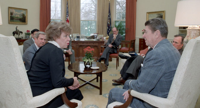 Massie’s first meeting with President Reagan in the Oval Office. Source: Courtesy of The Reagan Library
