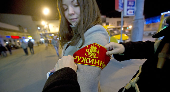 Die Druschinniki sollen auf Russlands Straßen für Ordnung sorgen. Foto: Kirill Kalinnikow/RIA Novosti