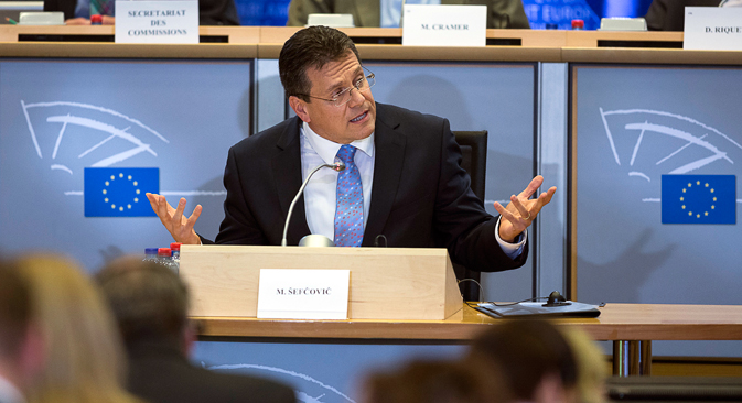 EU Energy Commissioner Maroš Šefčovič has presented the concept of the EU’s new Energy Union at a meeting in Brussels. Source: AP