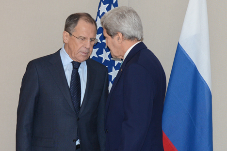 Russian Foreign Minister Sergei Lavrov and U.S. Secretary of State John Kerry in Geneva, March 2. Source: Eduard Pesov / Russian Foreign Ministry 