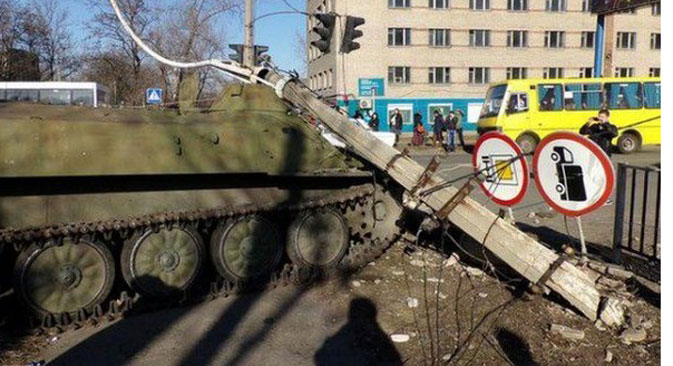 Ukrainian Army armored personnel vehicle struck and killed an eight-year-old girl in the town of Konstantinovka. Source: Press Photo