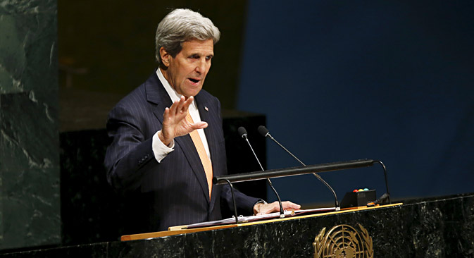 U.S. Secretary of State John Kerry addresses the Opening Meeting of the 2015 Review Conference of the Parties to the Treaty on the Non-Proliferation of Nuclear Weapons at UN headquarters in New York, April 27. Source: Reuters