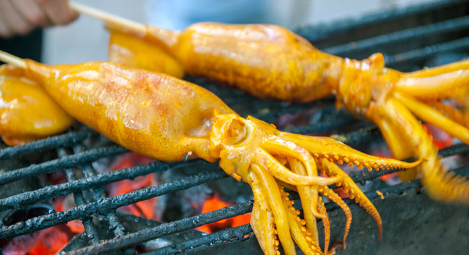 Grilled octopus for sale. Source: Getty Images