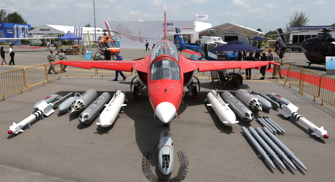 Training and combat military aircraft Yak-130, presented at the International Airshow Singapore Airshow, on the territory of exhibition center "Changi". Source: Marina Lystseva/TASS