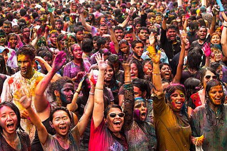 People celebrate Holi, The Festival of Colors, Mar 31, 2013 in Kuala Lumpur. Holi, marks the arrival of spring, and is one of the biggest festivals in Asia. Source: Shutterstock/Legion Media