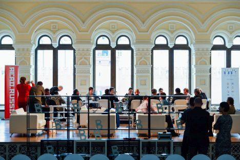 The Russian Library’s first board meeting at Moscow’s Festival of Books in June. Source: Read Russia