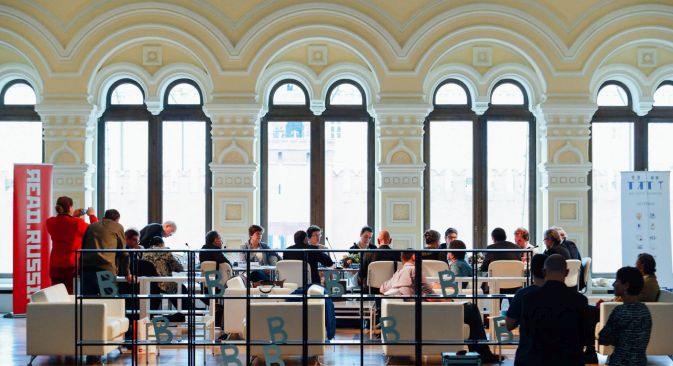 The Russian Library’s first board meeting at Moscow’s Festival of Books in June. Source: Read Russia