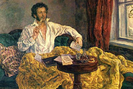 Pushkin at Mikhailovskoye (the Pskov Region). Source: Pyotr Konchalovsky