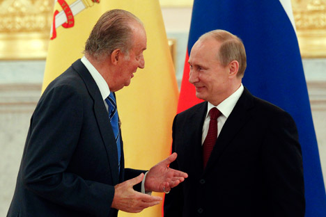 Vladímir Putin con Juan Carlos en el Kremlin. Fuente: Reuters / Vosock-photo.