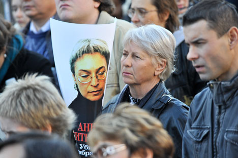 Ciudadanos rusos recuerdan a la periodista asesinada. Fuente. ITAR-TASS.