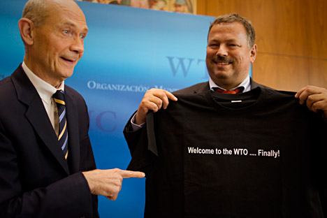 Pascal Lamy, diretor-geral da OMC (esq.) Foto: AP