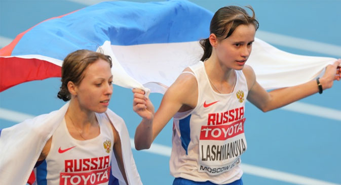 Lashmanova y Kirdyapkina, oro y plata en los 20 kms. marcha. Fuente: mos2013.ru.