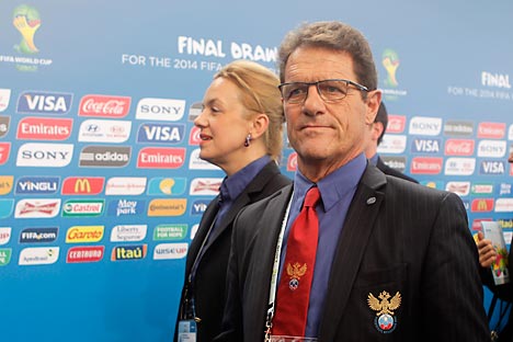 Fabio Capello, seleccionador de Rusia, en el sorteo de grupos. Fuente: AP.
