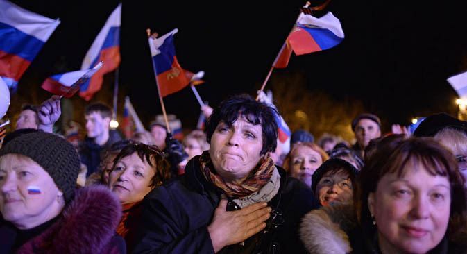 Habitantes de Crimea después del referéndum, marzo 2014. Fuente: Valeri Mélnikov/RIA Novosti