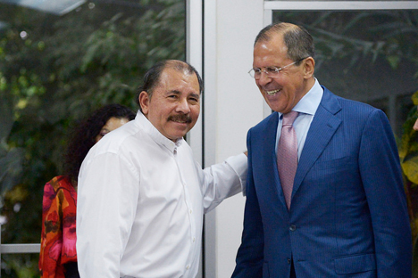 El presidente de Nicaragua Daniel Ortega junto al ministro ruso de Asuntos Exteriores Serguéi Lavrov, durante su visita a América Latina. Fuente: Ministerio de Exteriores de Rusia