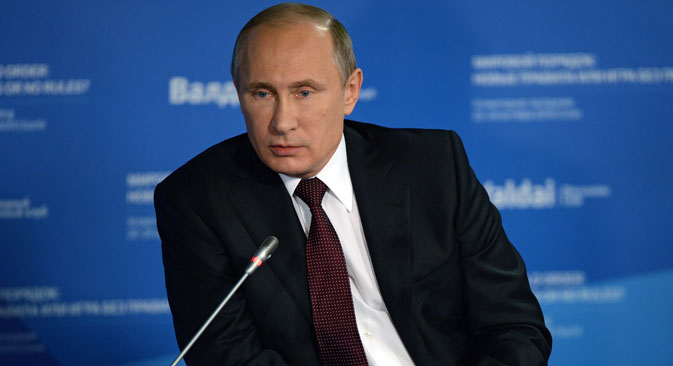 El presidente ruso durante su intervención en el foro Valdái. Fuente: RIA Novosti.