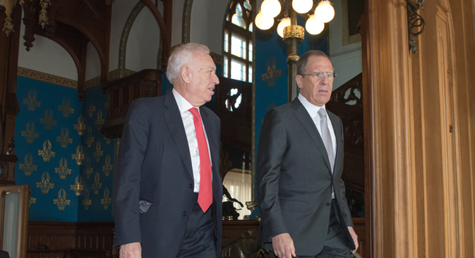 Serguéi Lavrov y José Manuel García-Margallo tras su encuentro en Moscú, 2015.