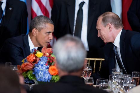 Il Presidente Usa Barack Obama, a sinistra, insieme al Presidente russo Vladimir Putin