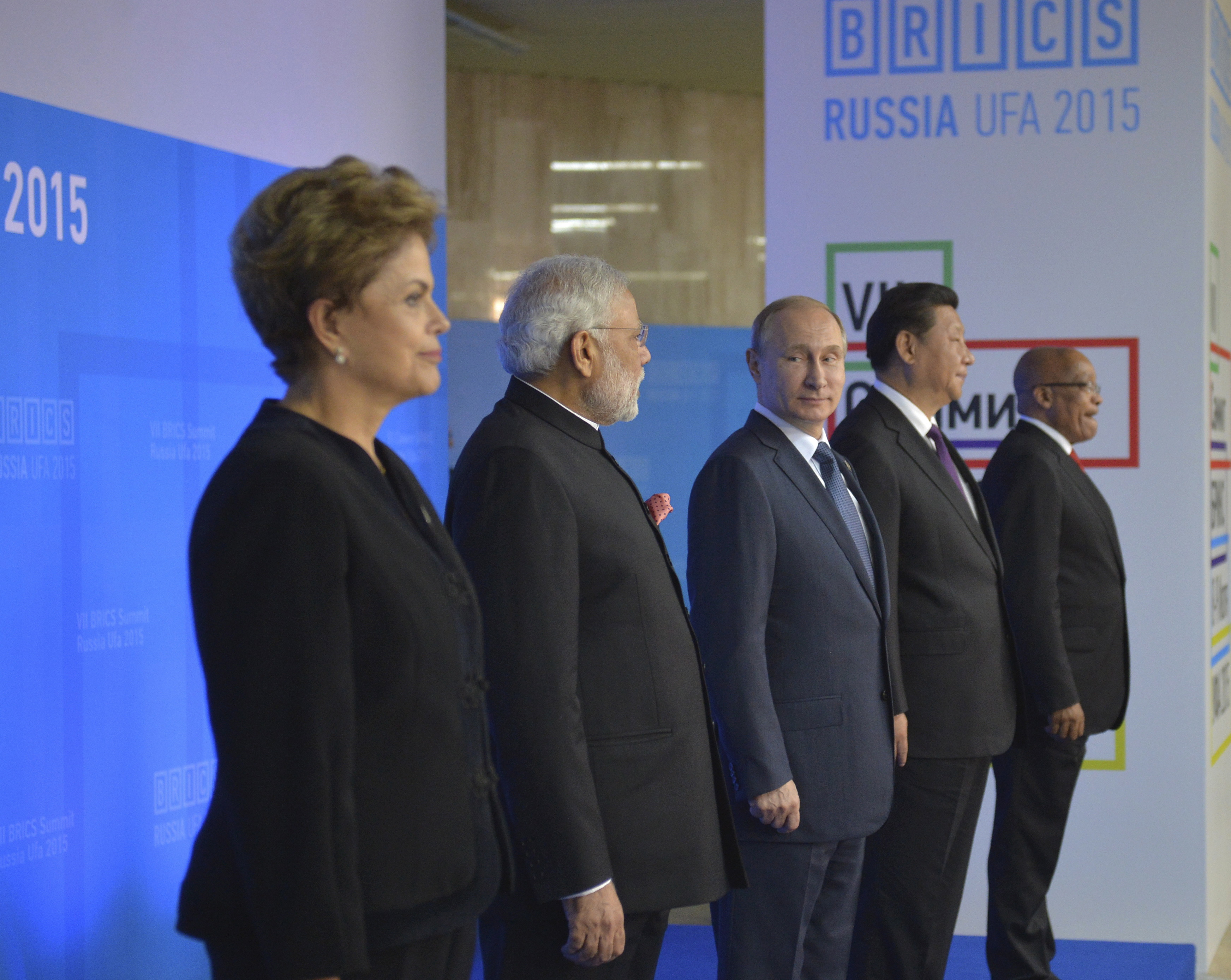 Los mandatarios de los BRICS en la cumbre celebrada en Ufá, Rusia, en 2015. 