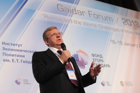 L'ex-ministre des Finances Alexeï Koudrine lors du Forum Gaïdar. Crédit : Alexeï Filippov/RIA Novosti