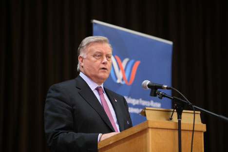 Vladimir Iakounine à l’assemblée générale du Dialogue. Source : Service de presse